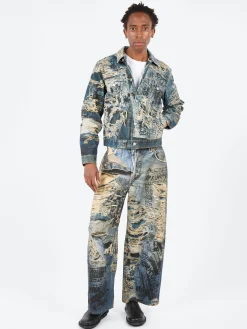Fashion - Rye Tlo Torn Scribble Denim Jacket in Mid Blue Outerwear
