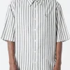Online - Sandrok Stripe Button-Up Shirt in Black and White Button-Ups