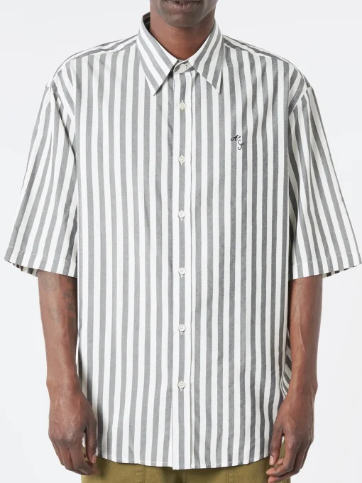 Online - Sandrok Stripe Button-Up Shirt in Black and White Button-Ups