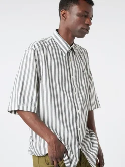 Online - Sandrok Stripe Button-Up Shirt in Black and White Button-Ups