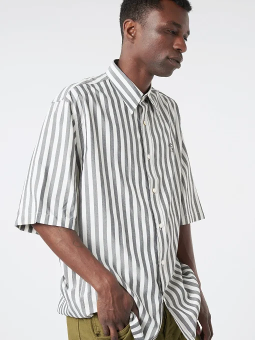 Online - Sandrok Stripe Button-Up Shirt in Black and White Button-Ups