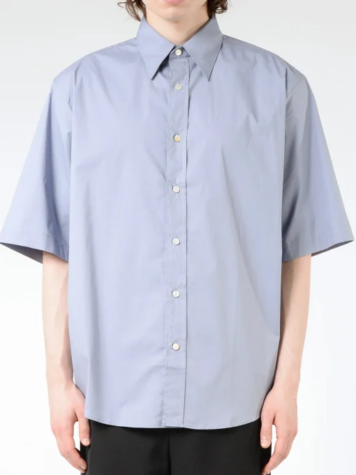Best - Short Sleeve Button-Up in Dusty Blue Button-Ups