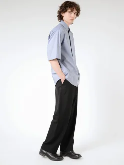 Best - Short Sleeve Button-Up in Dusty Blue Button-Ups