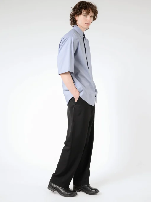Best - Short Sleeve Button-Up in Dusty Blue Button-Ups