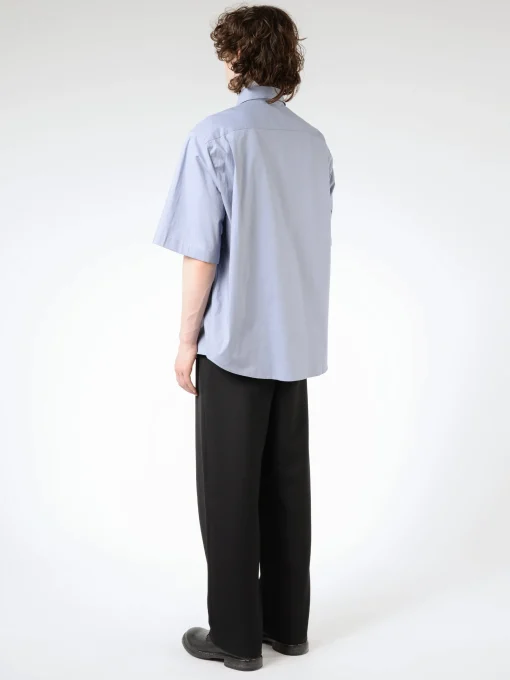 Best - Short Sleeve Button-Up in Dusty Blue Button-Ups