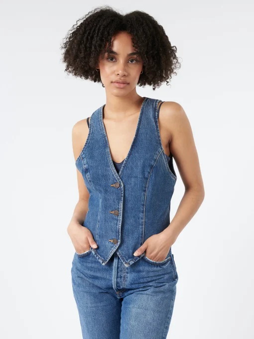 Fashion - Halter Vest in (Indigo) Women Tops & Blouses