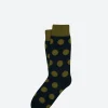 Fashion - Woburn Socks in Navy with Green Polka Dots Socks