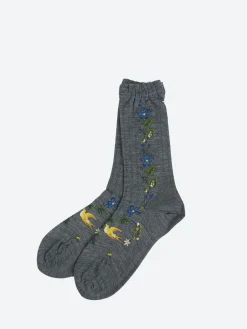 Sale - Peace Bird Crew Socks in Mix Grey Women Socks & Hosiery | Belts