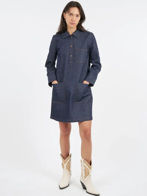 Sale - Aurelia Dress in Indigo Women Overalls & Jumpsuits | Dresses