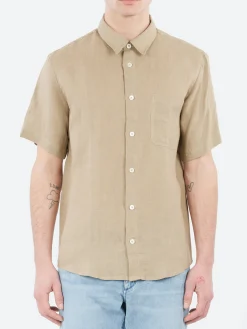 Fashion - Bellini Logo Short-Sleeve Shirt in Dark Beige Button-Ups