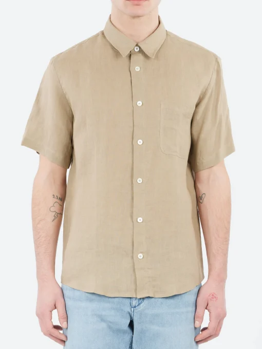 Fashion - Bellini Logo Short-Sleeve Shirt in Dark Beige Button-Ups