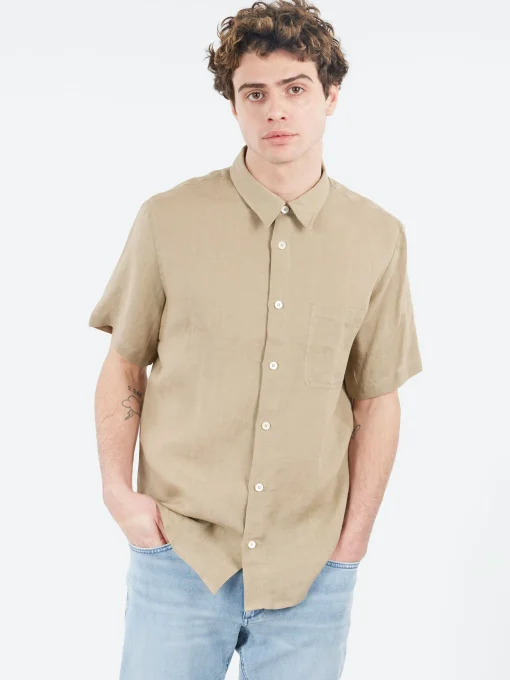 Fashion - Bellini Logo Short-Sleeve Shirt in Dark Beige Button-Ups