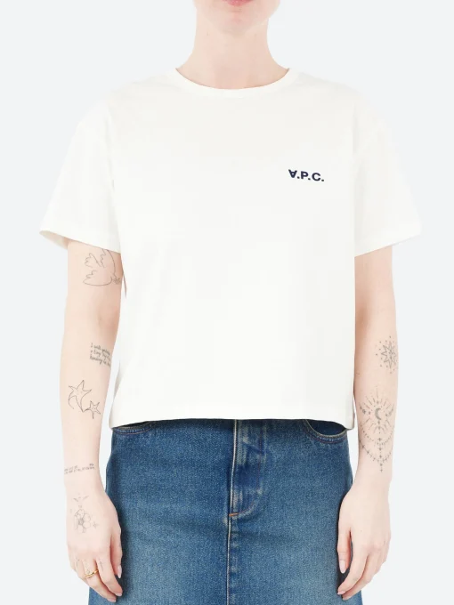 Sale - Boxy Petit VPC T-Shirt in White and Dark Navy Women Tops & Blouses | T-Shirts