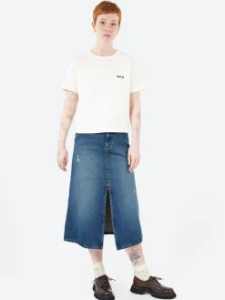 Sale - Boxy Petit VPC T-Shirt in White and Dark Navy Women Tops & Blouses | T-Shirts
