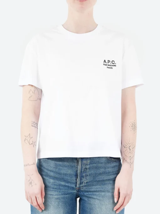 Best - Boxy Rue Madame T-Shirt in White and Dark Navy Women Tops & Blouses | T-Shirts