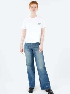 Best - Boxy Rue Madame T-Shirt in White and Dark Navy Women Tops & Blouses | T-Shirts