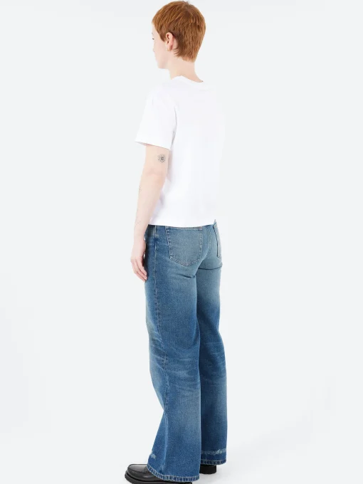 Best - Boxy Rue Madame T-Shirt in White and Dark Navy Women Tops & Blouses | T-Shirts