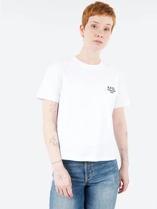 Best - Boxy Rue Madame T-Shirt in White and Dark Navy Women Tops & Blouses | T-Shirts