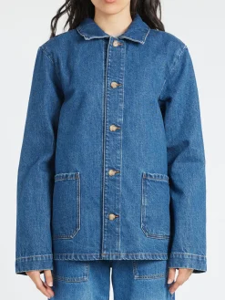 Hot - Kerlouan Logo Jacket in Washed Indigo Women Outerwear