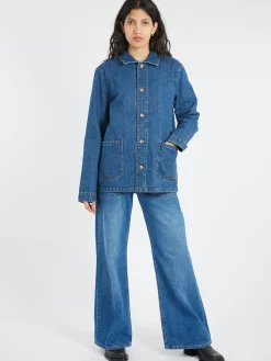 Hot - Kerlouan Logo Jacket in Washed Indigo Women Outerwear