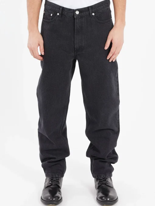 New - Martin Jean in Noir Delave Pants | Denim