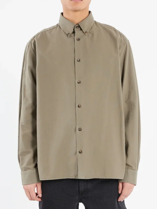 Outlet - Mateo Logo Shirt in Kaki Button-Ups