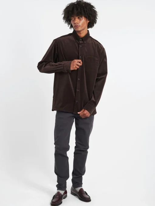 Discount - Mateo Logo Shirt in Dark Brown Button-Ups