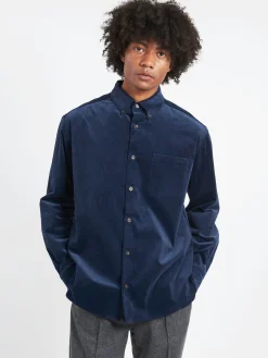 Clearance - Mateo Logo Shirt in Steel Blue Button-Ups
