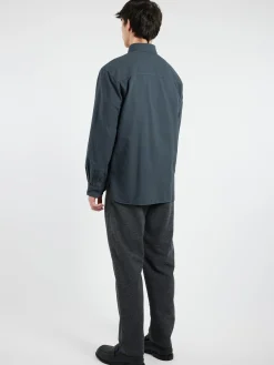 Outlet - Mateo Logo Shirt in Steel Blue Button-Ups