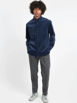 Clearance - Mateo Logo Shirt in Steel Blue Button-Ups