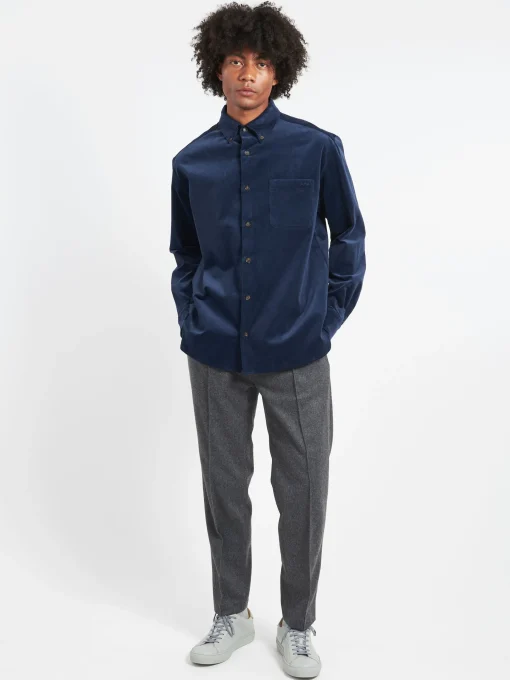 Clearance - Mateo Logo Shirt in Steel Blue Button-Ups