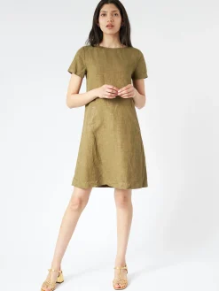 New - Compact Slub Linen Dress in Women Dresses