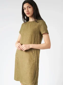 New - Compact Slub Linen Dress in Women Dresses