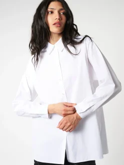 Sale - Cotton Poplin Loose Fit Shirt in Women Tops & Blouses | Button-Ups