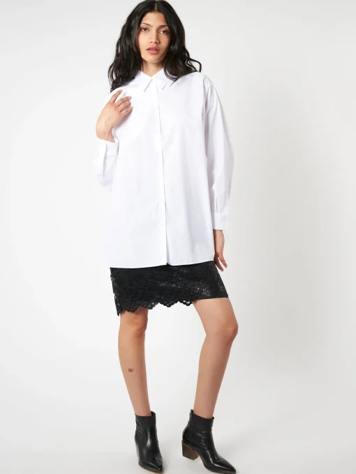 Sale - Cotton Poplin Loose Fit Shirt in Women Tops & Blouses | Button-Ups
