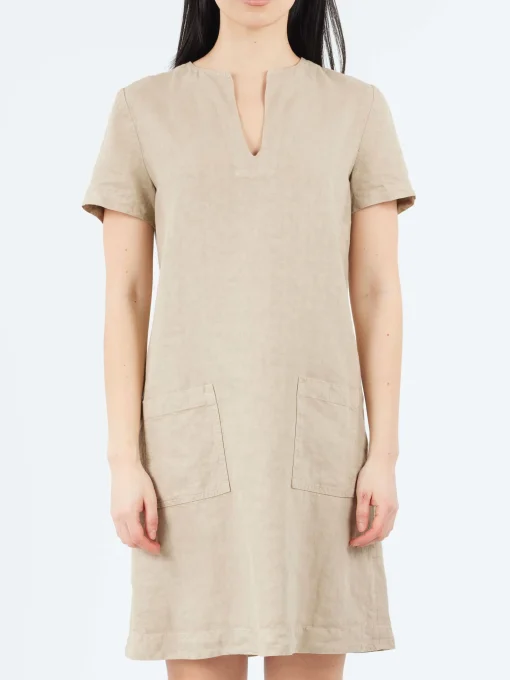 Online - Slub Linen Short Dress in Women Dresses