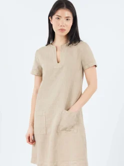 Online - Slub Linen Short Dress in Women Dresses