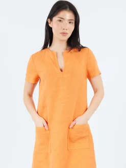 Online - Slub Linen Short Dress in Women Dresses
