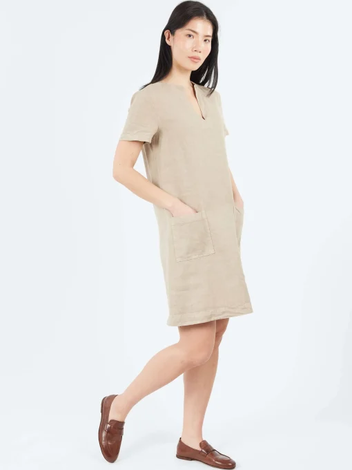 Online - Slub Linen Short Dress in Women Dresses