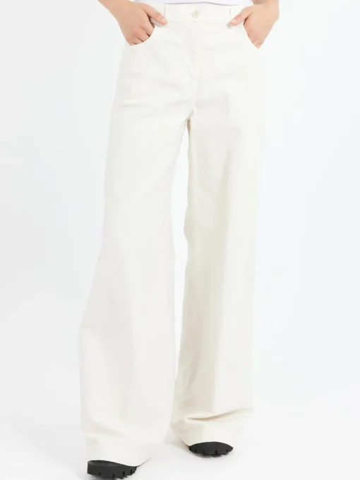 Best - Stretch Fustian High-Waisted Trousers in Women Pants