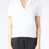Hot - Cleo Knit Polo in Bianco Women Tops & Blouses