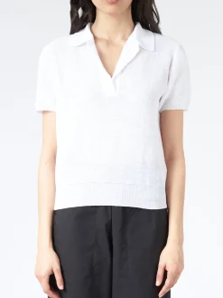 Hot - Cleo Knit Polo in Bianco Women Tops & Blouses
