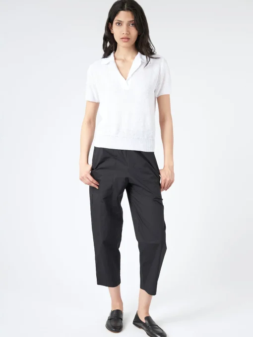 Hot - Cleo Knit Polo in Bianco Women Tops & Blouses