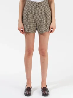 New - Curtis Short in Brown Check Women Shorts