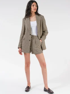 New - Curtis Short in Brown Check Women Shorts
