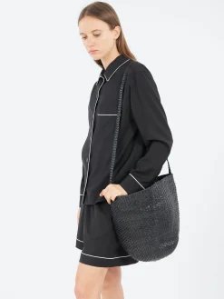 Best - Secchiello Braided Bag in Nero Women Bags | Belts