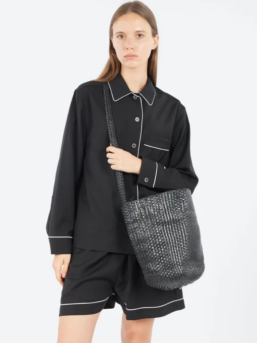 Best - Secchiello Braided Bag in Nero Women Bags | Belts
