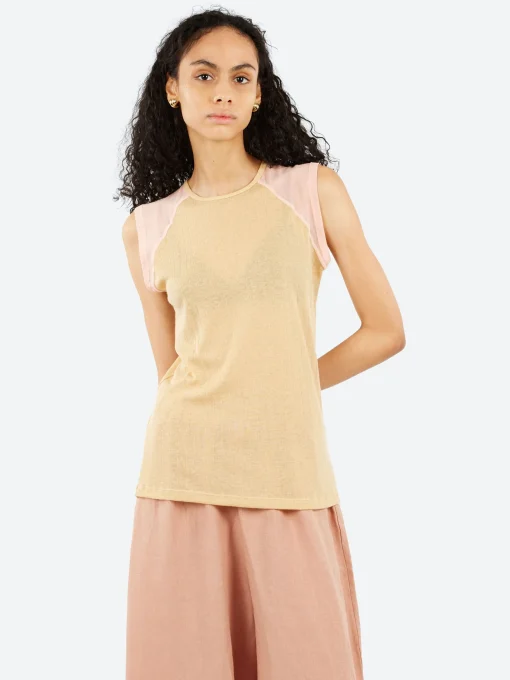 Discount - Gene Tank in Hen Yellow and Buio Pink Women Tops & Blouses
