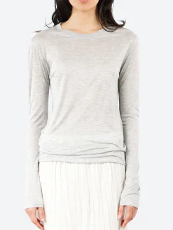 Sale - Long Sleeve Tee in Grey Melange Women Tops & Blouses | T-Shirts