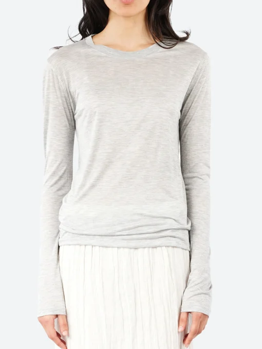 Sale - Long Sleeve Tee in Grey Melange Women Tops & Blouses | T-Shirts